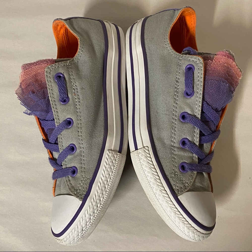 Tulle Layers Embellished Converse All Star Chuck Taylor Low Tops, W 5.5 / Jr 4 - Picture 6 of 12